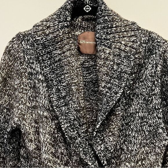 525 America Wool Blend Marled Knit Ombré Fit & Flare Peplum Wrap Cardigan, Med - Picture 3 of 15